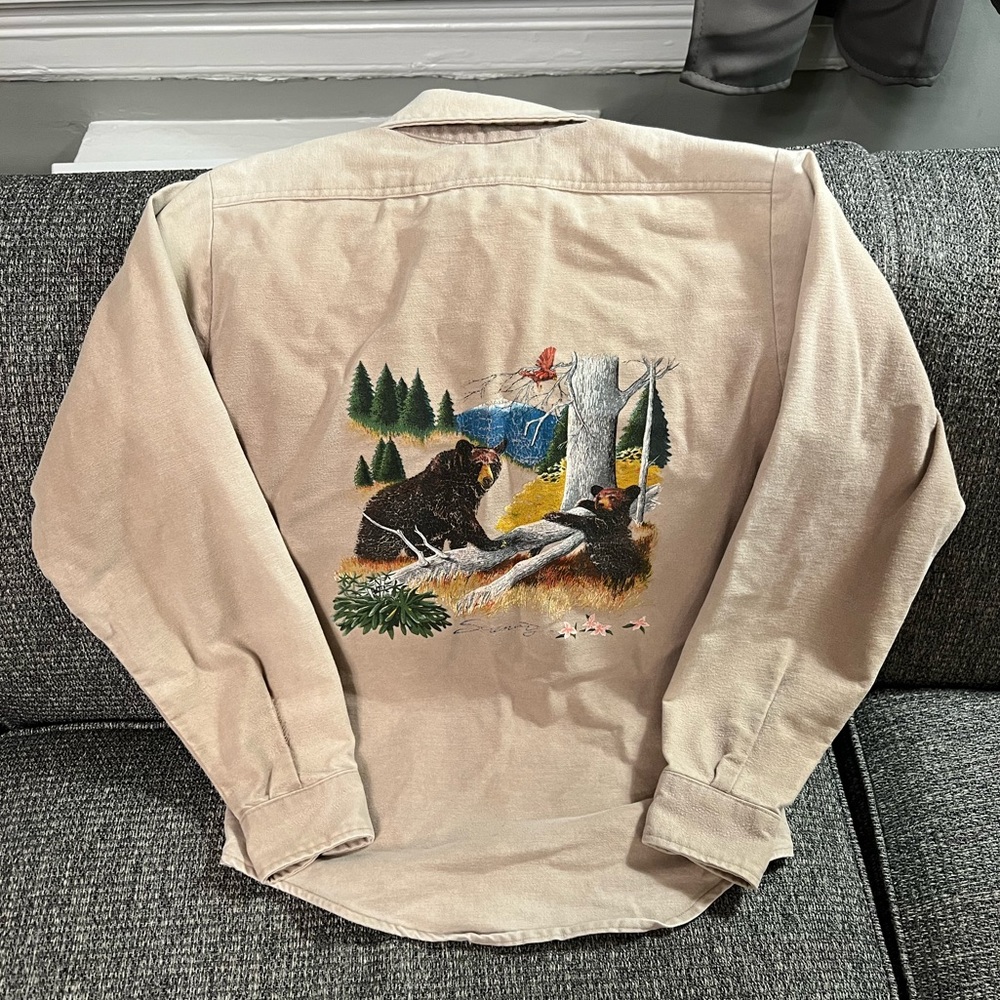 Warm Flannel with Bears in Woods Print